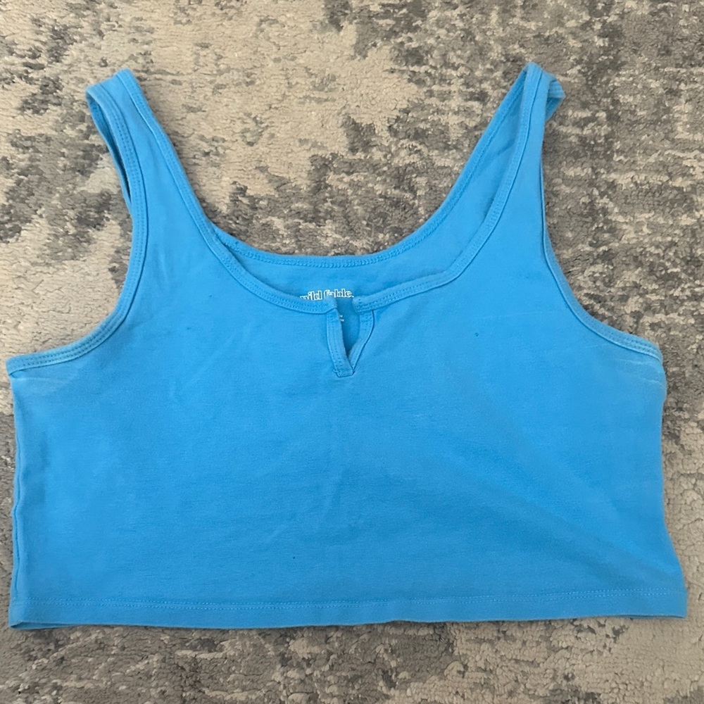 wild fable Bright Blue Scoop Neck Crop Tank